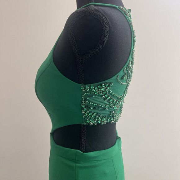 Sherri Hill Green Dress Train Cut Out Formal Prom Pageant Size 2 Small - Picture 10 of 10